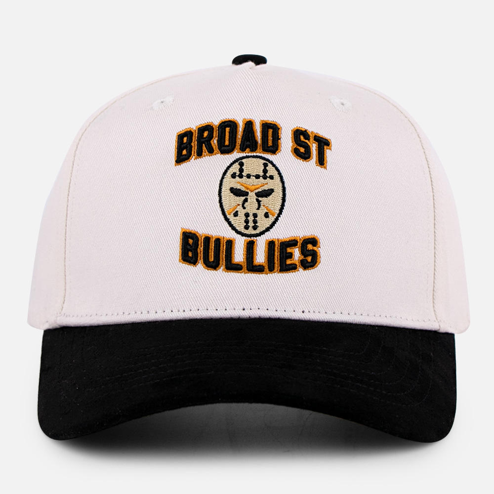 White Black Broad Street Bullies Embroidered Five-Panel Baseball Cap