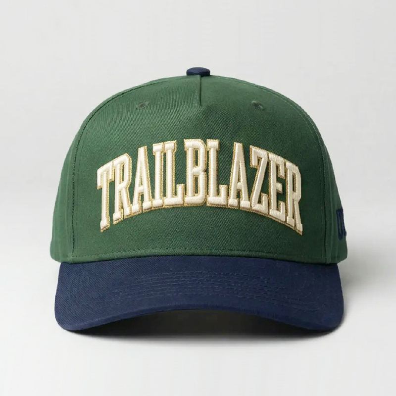 Green Navy TRAILBLAZER Embroidered Baseball Cap – Two-Tone Vintage Streetwear Hat