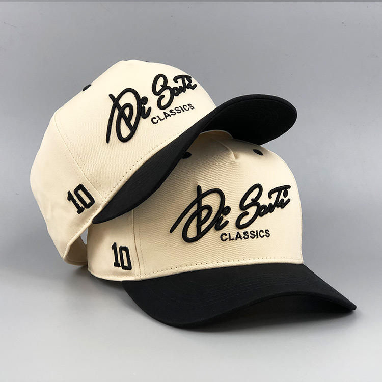 Two Tone Embroidered Logo Baseball Cap Cotton Twill Adjustable Snapback Hat