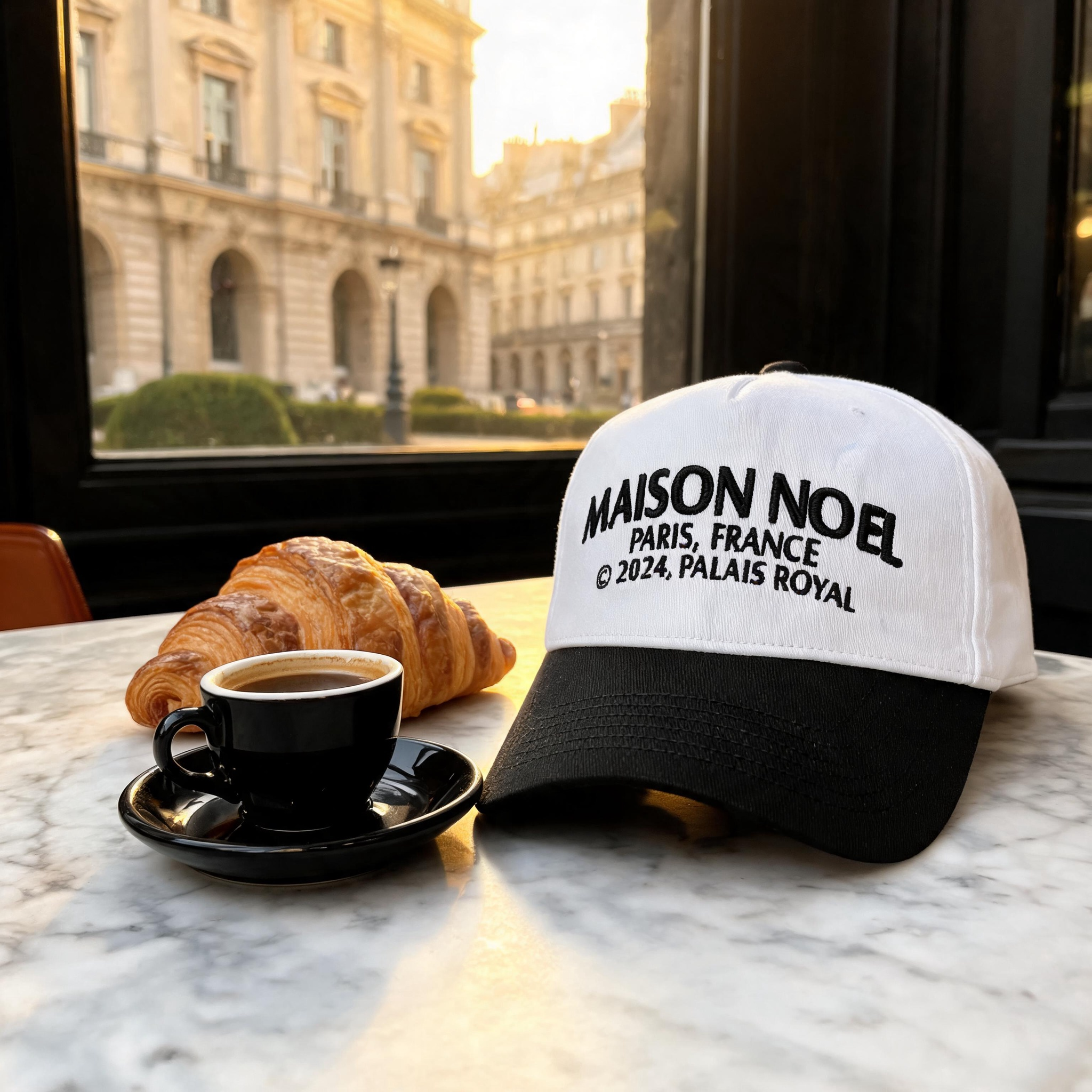 Black White Paris Letter Embroidered Two-Tone Baseball Cap