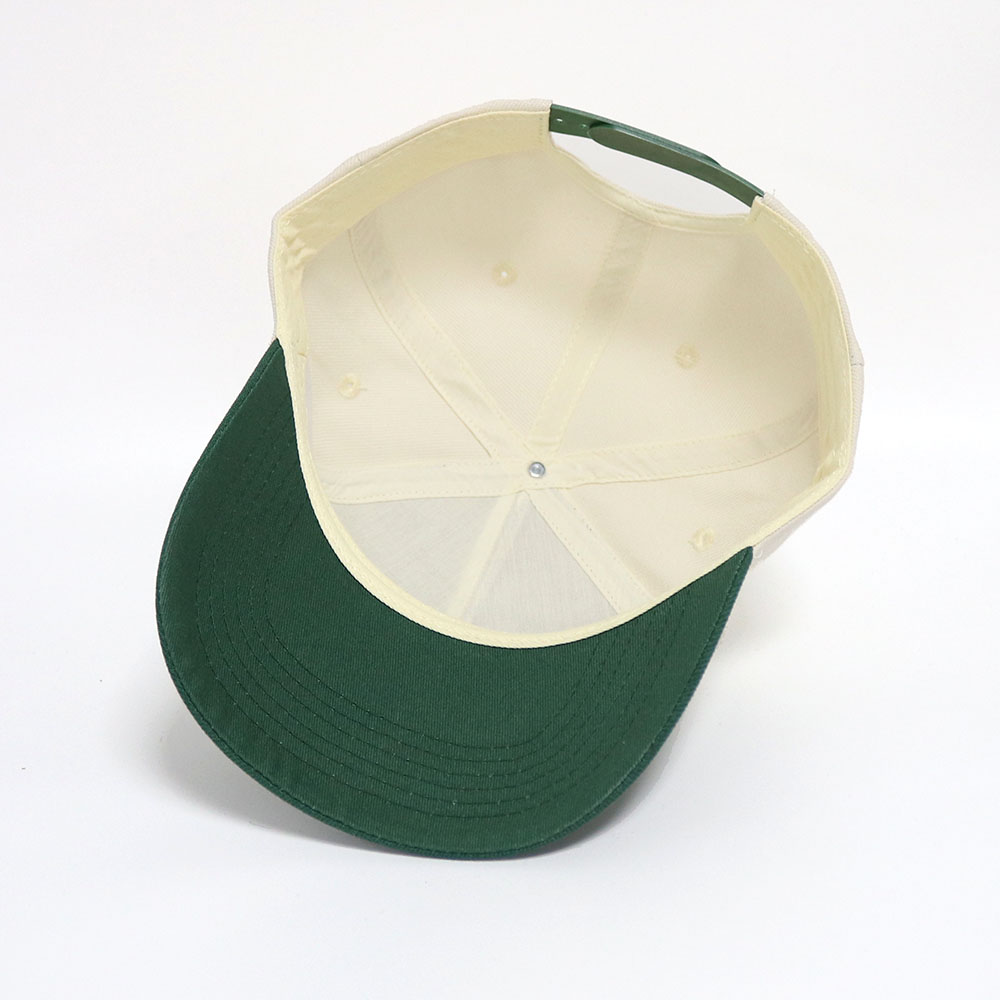 Two Tone Cotton Twill Baseball Cap with Raised Letter Embroidery 5 Panel Hat