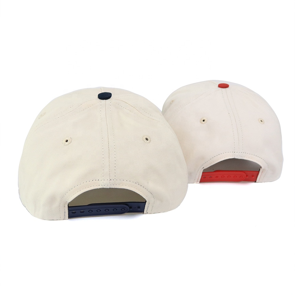 Vintage Two Tone Embroidered Logo Five Panel Cotton Twill Baseball Cap
