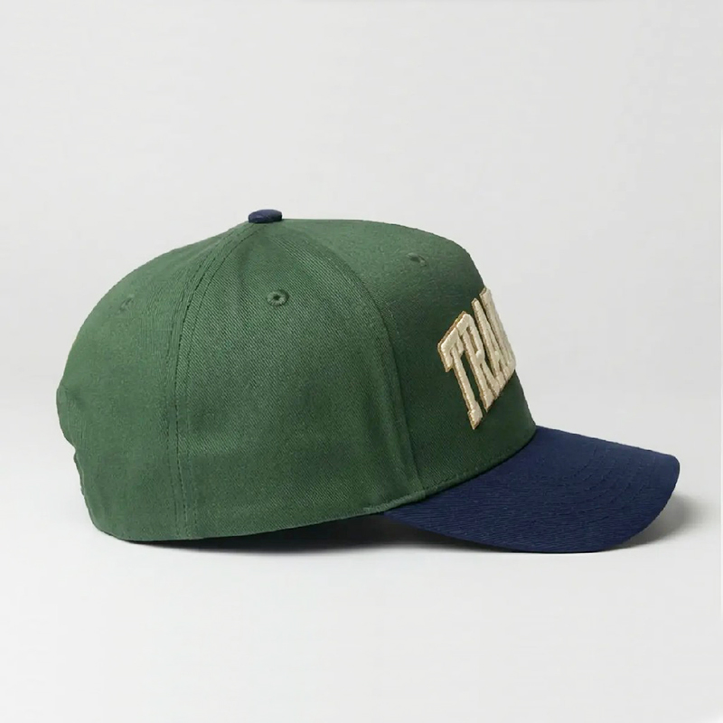 Green Navy TRAILBLAZER Embroidered Baseball Cap – Two-Tone Vintage Streetwear Hat