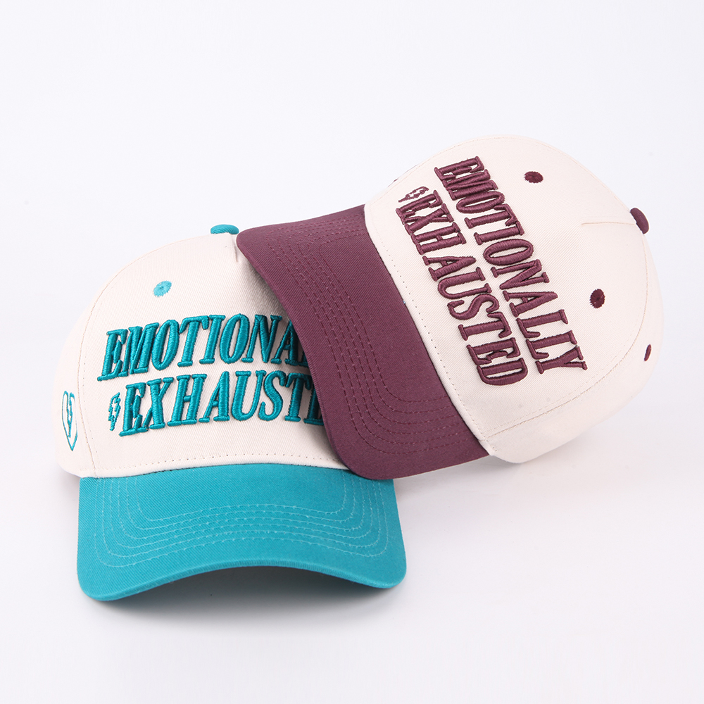 Two-Tone Cotton Twill Baseball Cap with Raised 3D Embroidered Statement Logo, Curved Brim and Contrast Eyelets – Custom Unisex Casual Hat