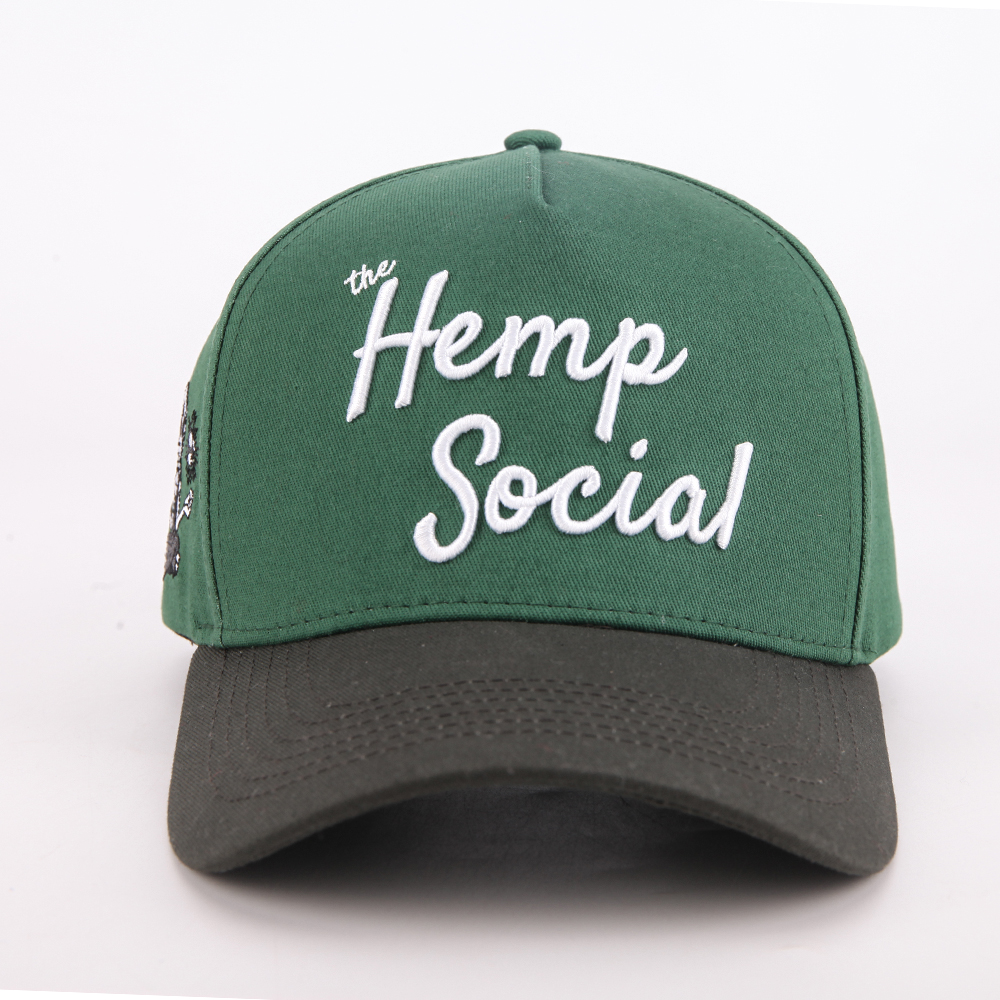 Green and Black Two Tone Baseball Cap with Raised Embroidered Logo