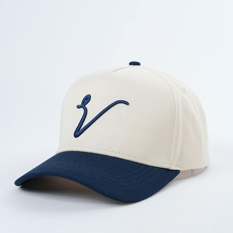 Two-Tone Cotton Twill Baseball Cap with Raised Embroidered Front Logo