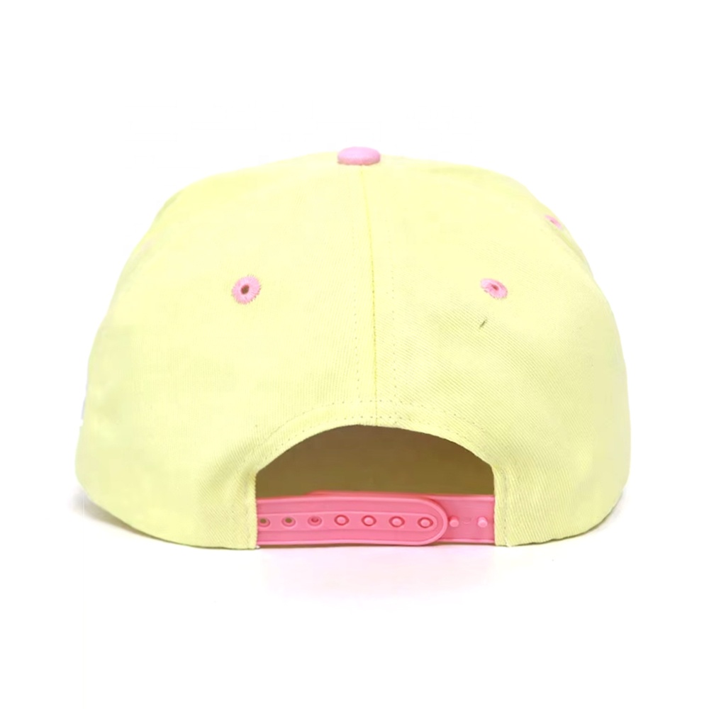 Pastel Yellow and Pink 3D Logo Embroidered Cotton Twill Baseball Cap