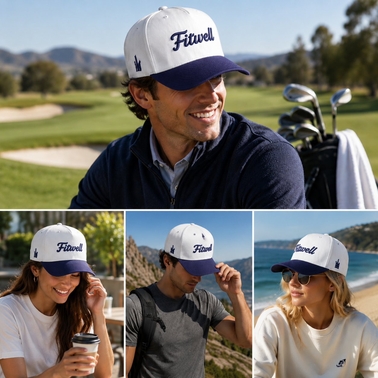 Two Tone Raised Logo Cotton Twill Baseball Cap