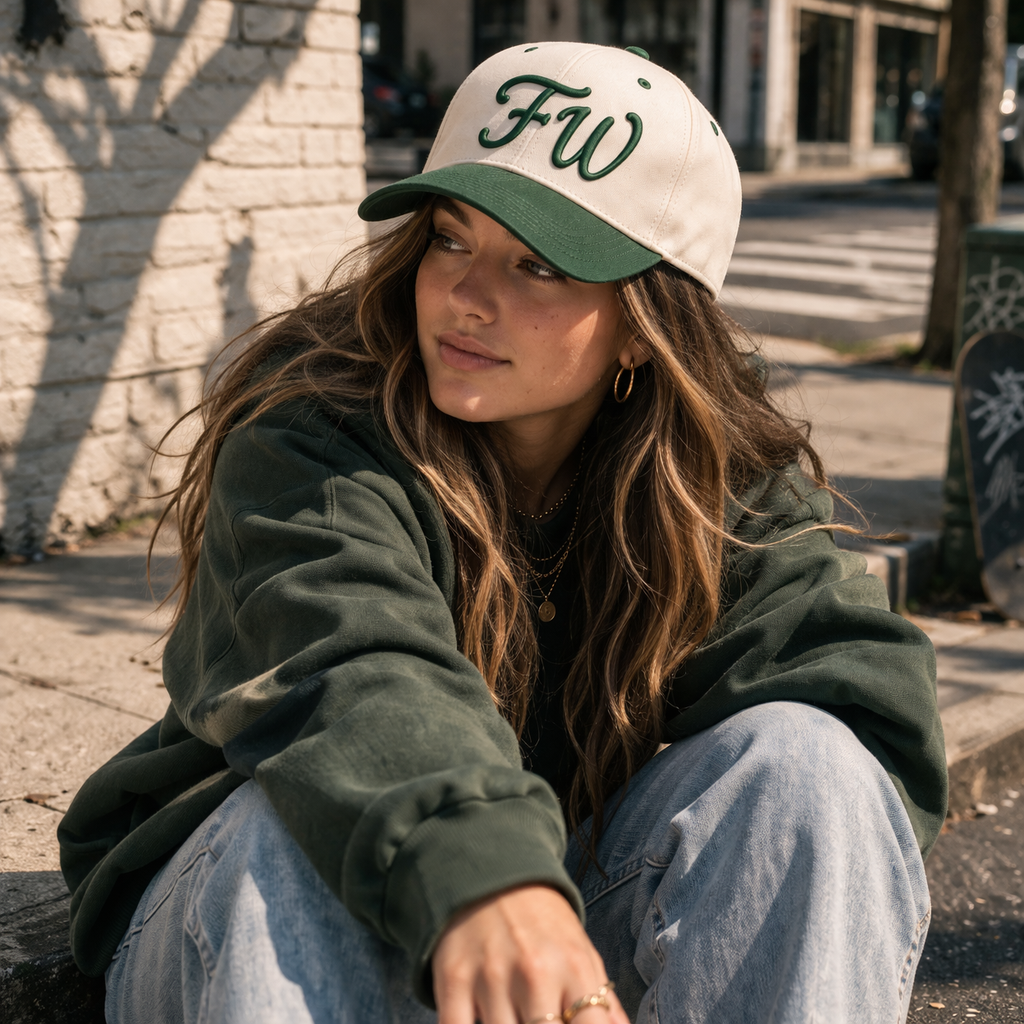 Two Tone 3D Embroidered Logo Cotton Twill Baseball Cap Set