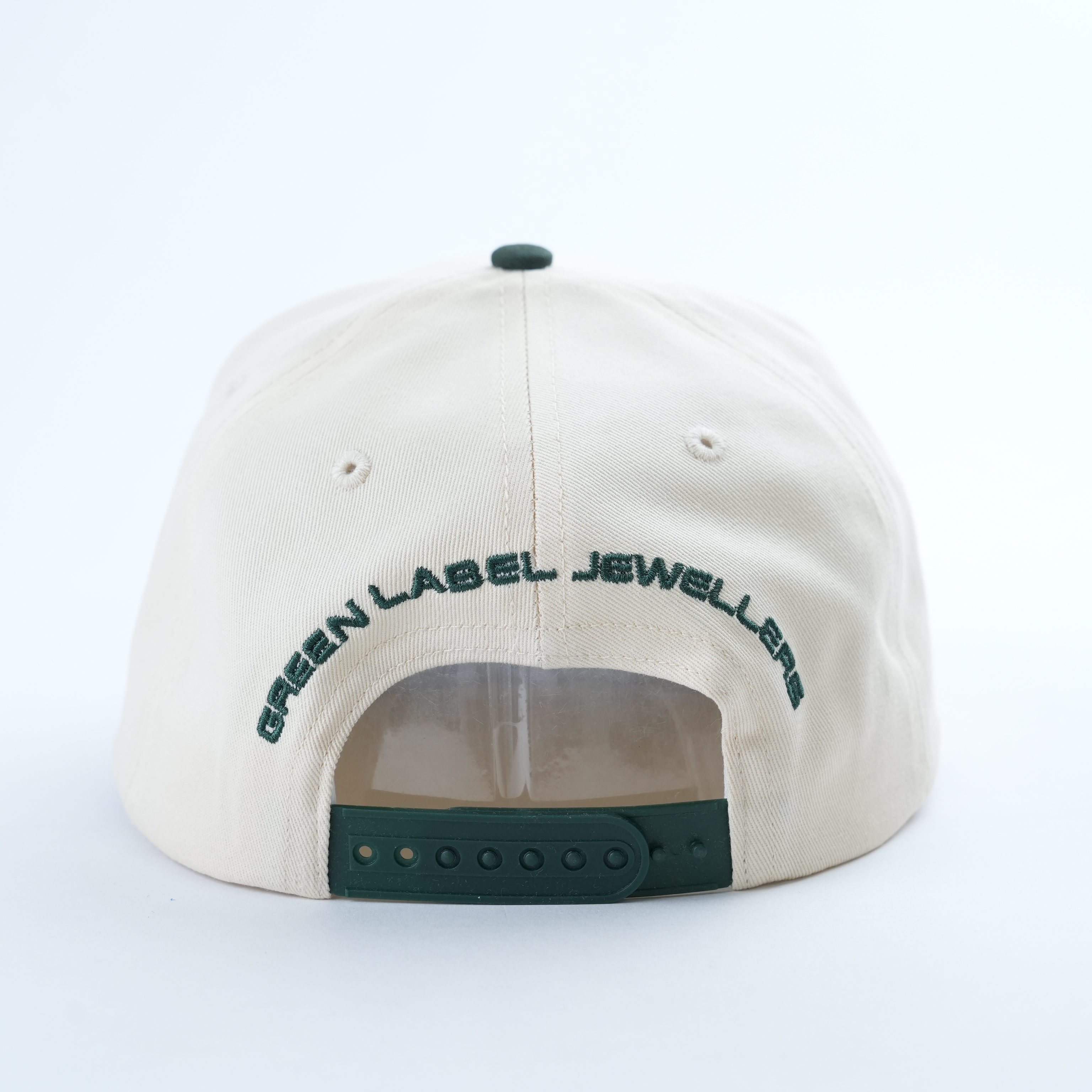 Ivory Forest Green Geometric 3D Embroidered Two Tone Baseball Cap