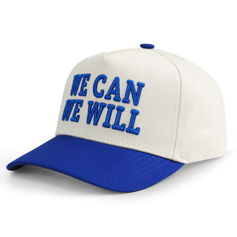 WE CAN WE WILL White Blue 3D Embroidered Baseball Cap