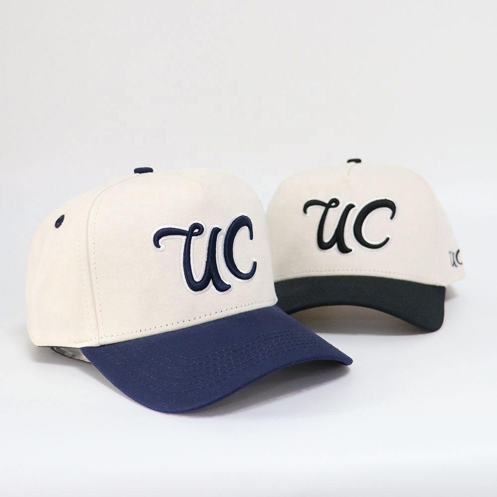 Two Tone 3D Embroidered Logo Cotton Twill Baseball Cap Set