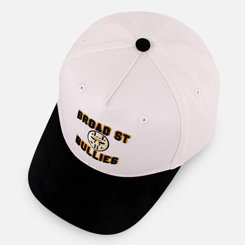 White Black Broad Street Bullies Embroidered Five-Panel Baseball Cap