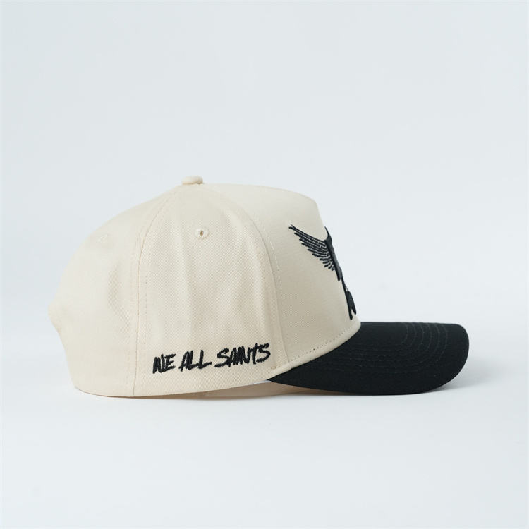 Cream and Black Two-Tone Embroidered Baseball Cap