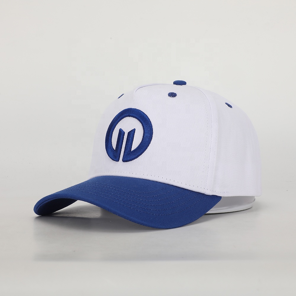 White and Royal Blue Monogram 3D Embroidered 5-Panel Cap