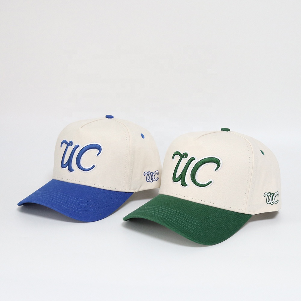 Two Tone 3D Embroidered Logo Cotton Twill Baseball Cap Set