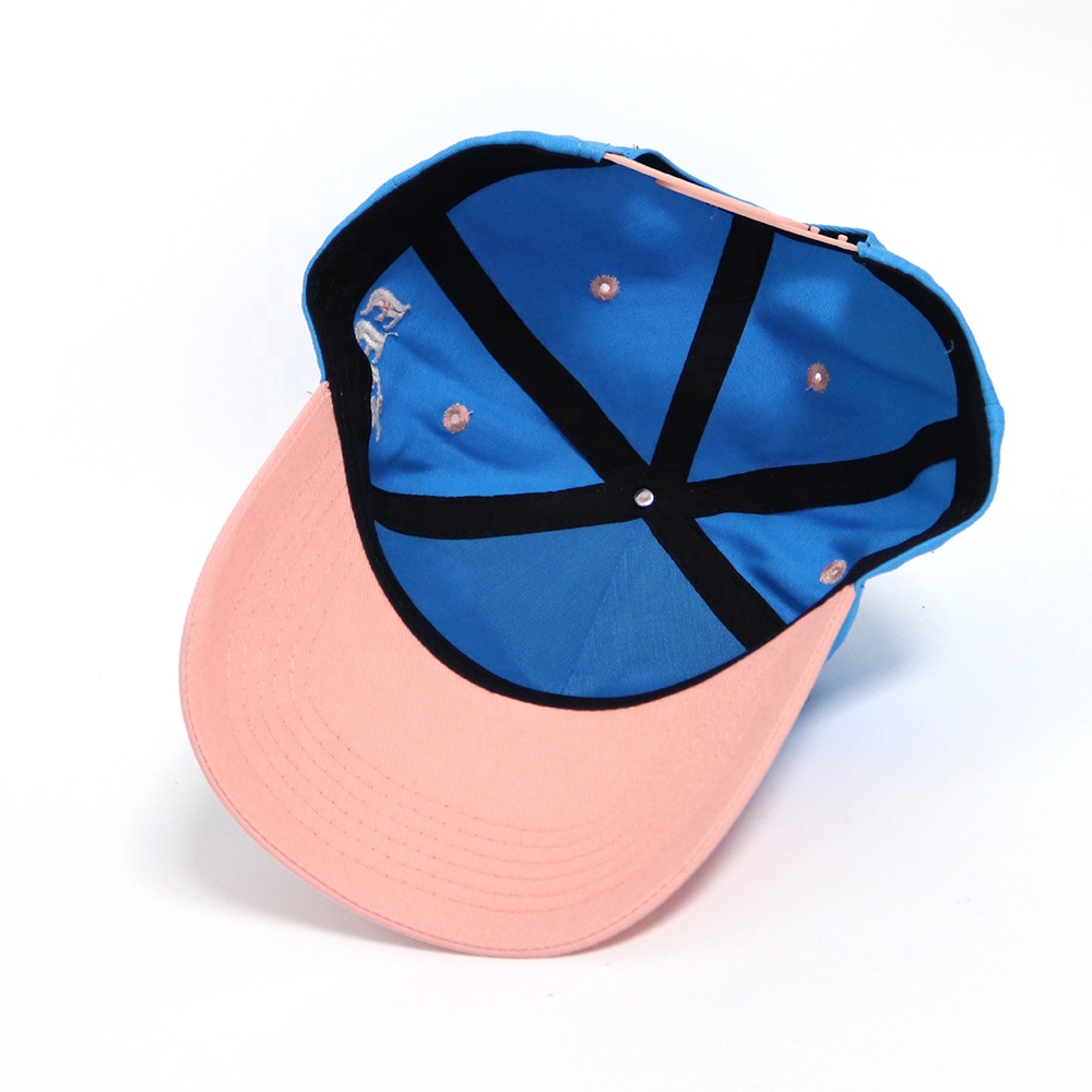 Blue Pink Two Tone Baseball Cap with 3D Embroidered Cloud Logo Hat