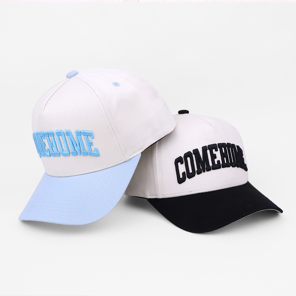 Come Home Two Tone 5 Panel Baseball Cap with 3D Embroidered Letter Logo