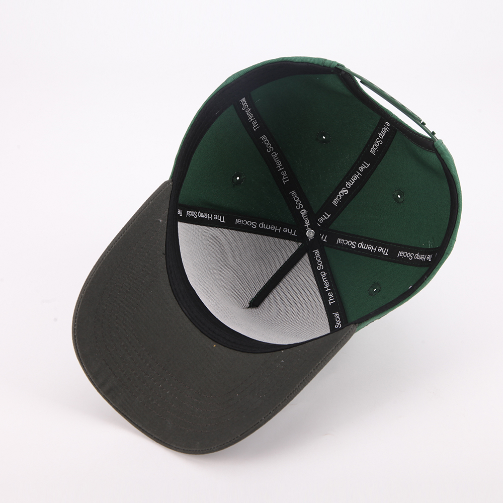 Green and Black Two Tone Baseball Cap with Raised Embroidered Logo