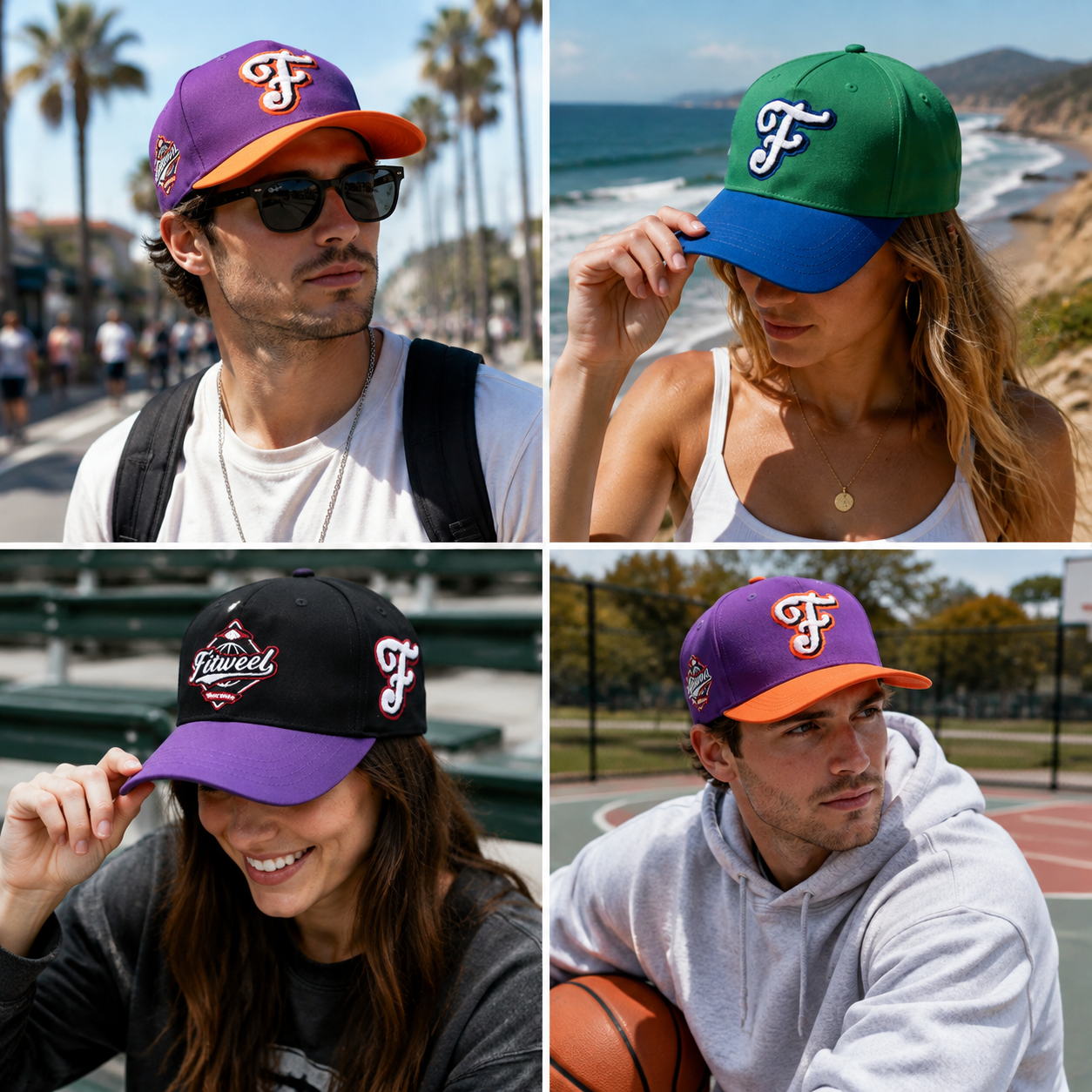 Colorful Two Tone Baseball Cap with 3D Embroidered Logo