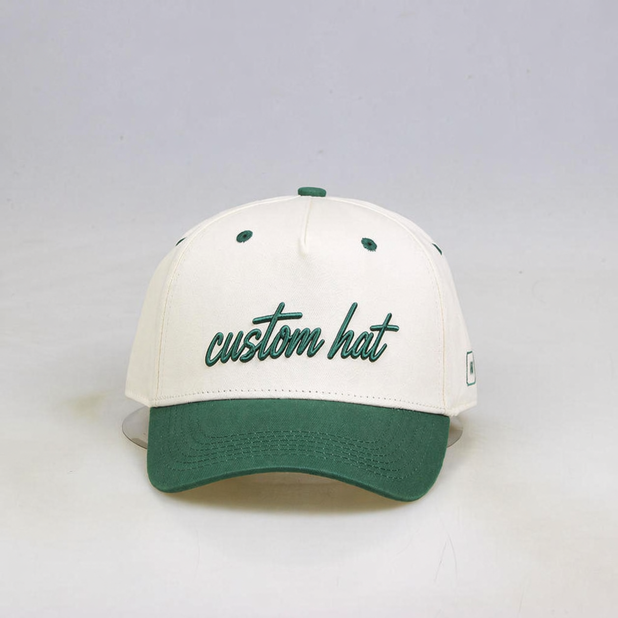 Four Locks Green and White Two Tone 5 Panel Baseball Cap with Embroidered Script Logo