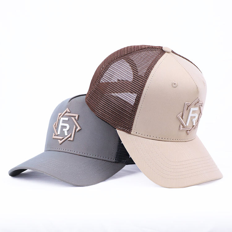 Minimal Logo Mesh Trucker Cap Two Tone Curved Brim Baseball Hat