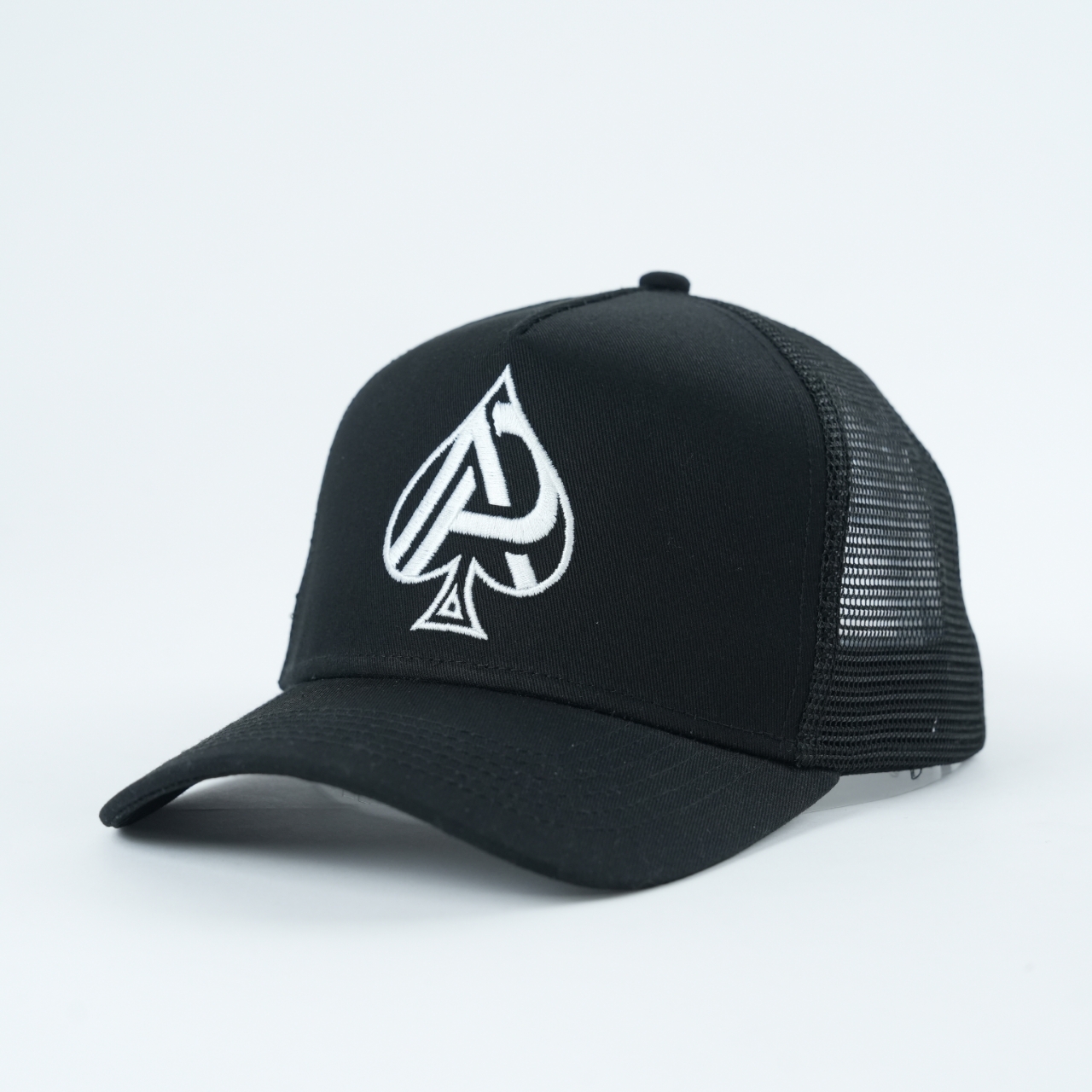 Black Spade Logo Embroidered Mesh Trucker Hat