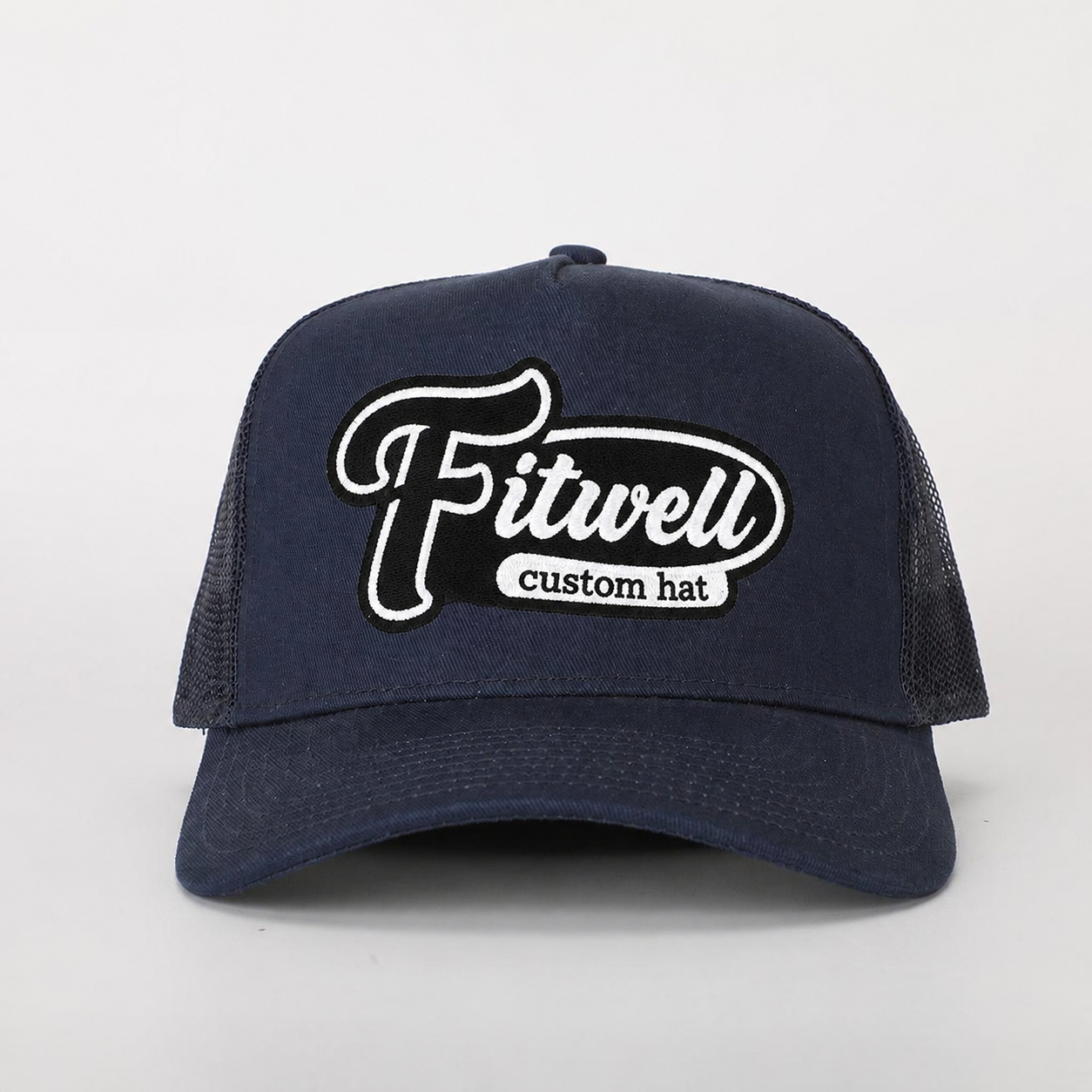 Navy 5-Panel Cotton Trucker Hat with Nipomo Western Embroidery