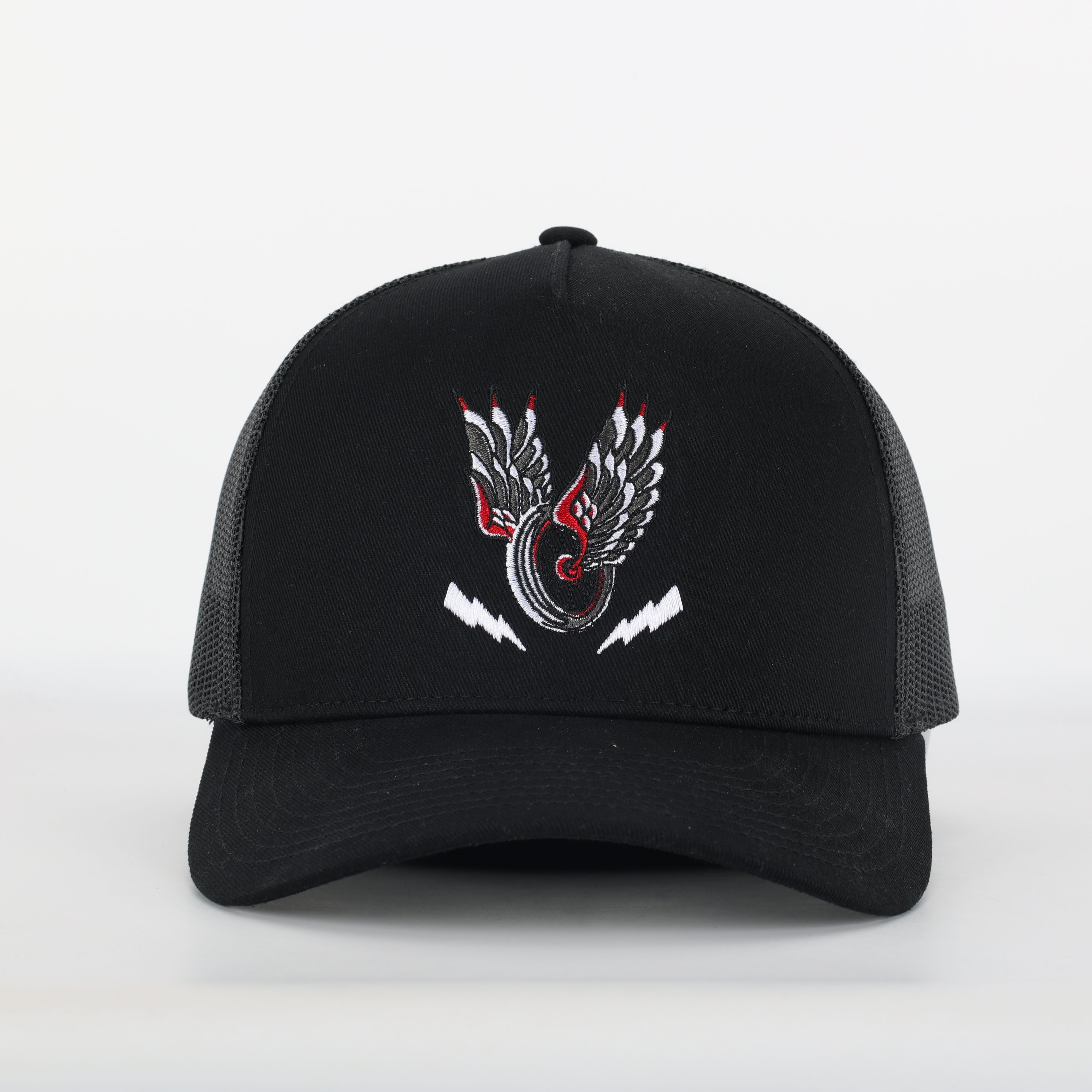 Black Wing Embroidered Mesh Baseball Trucker Cap