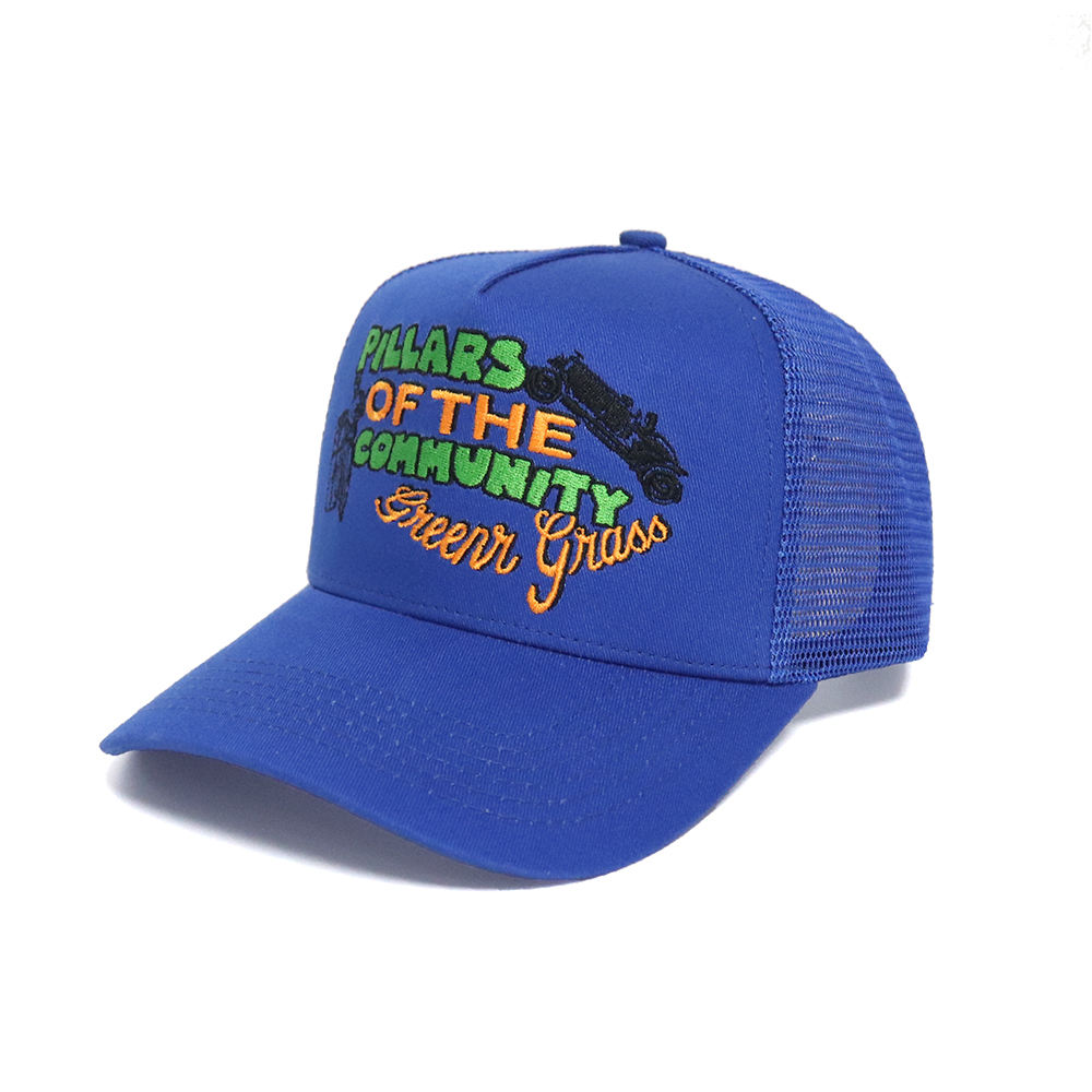 Pillars of the Community Embroidered Blue Trucker Cap