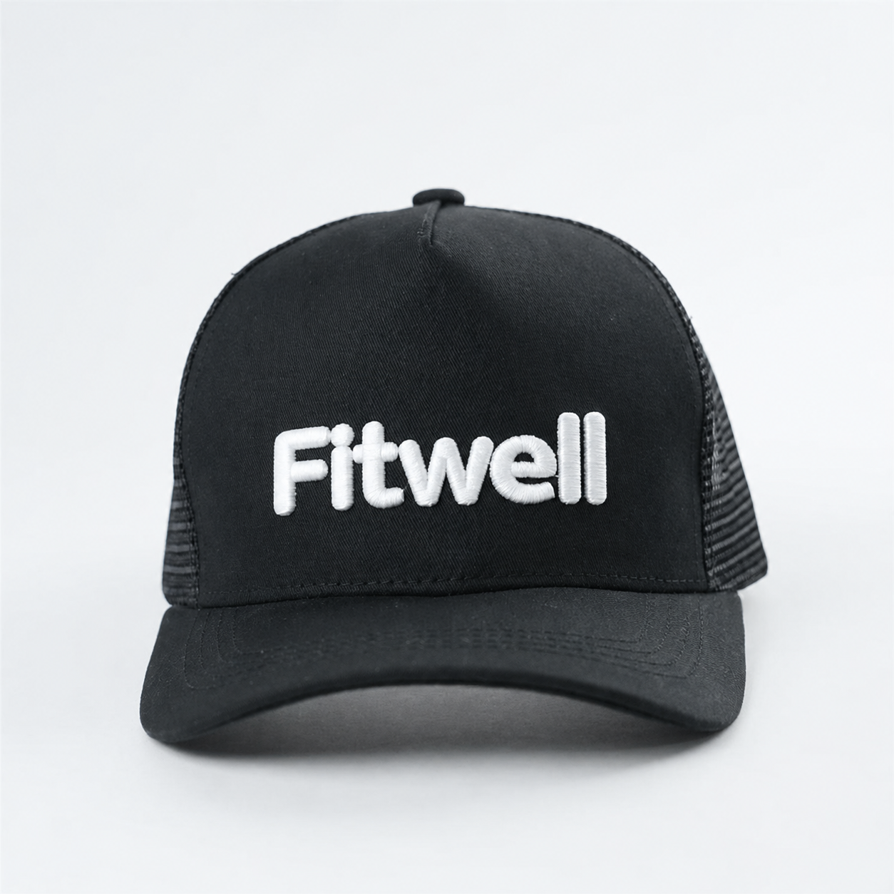 LevelUp Black Mesh Embroidered Trucker Hat