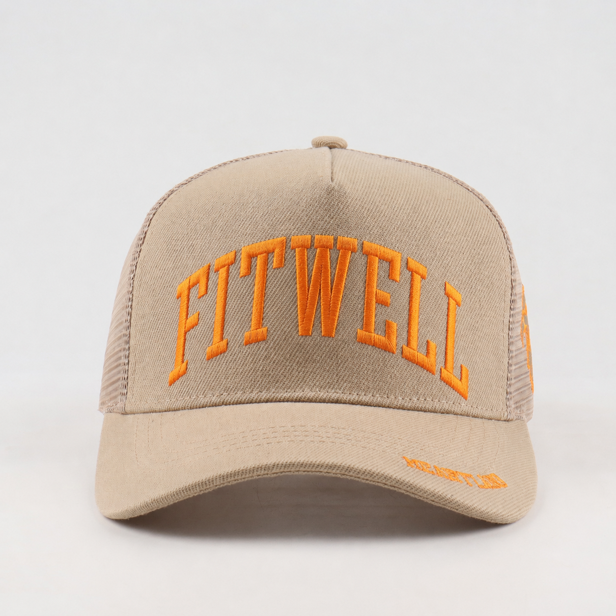 Heartland Orange Embroidered Beige Mesh Trucker Cap