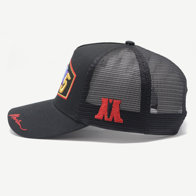 MARCVX5 Multicolor 3D Embroidered Black Mesh Trucker Cap
