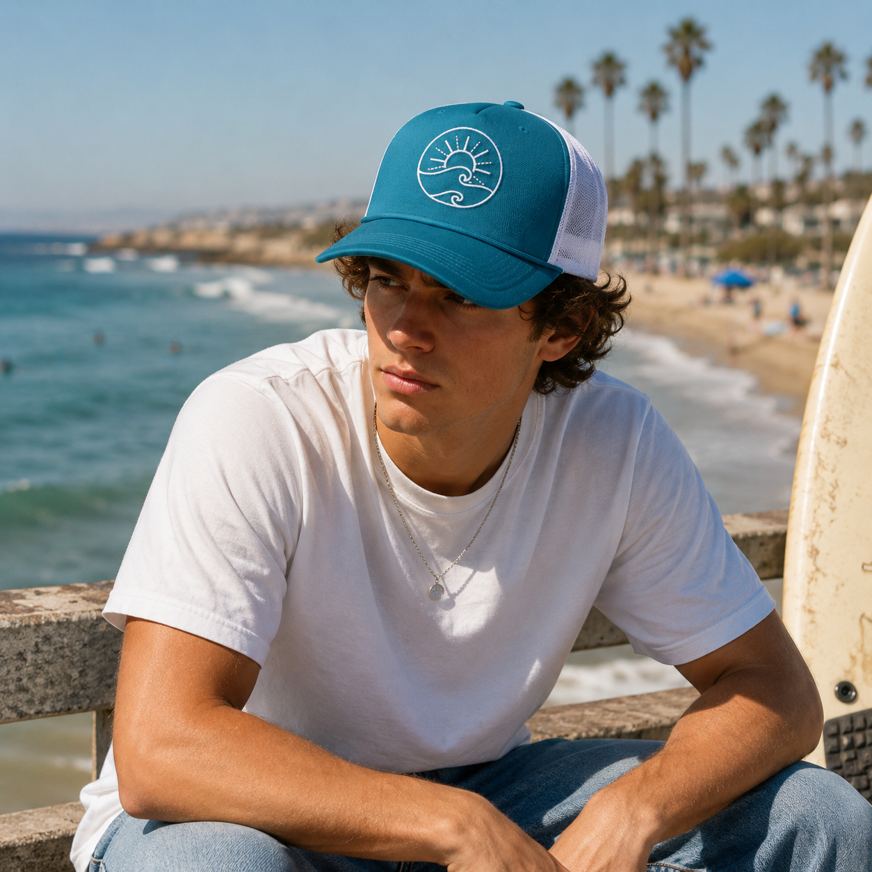 Ocean Wave Foam Mesh Trucker Baseball Hat