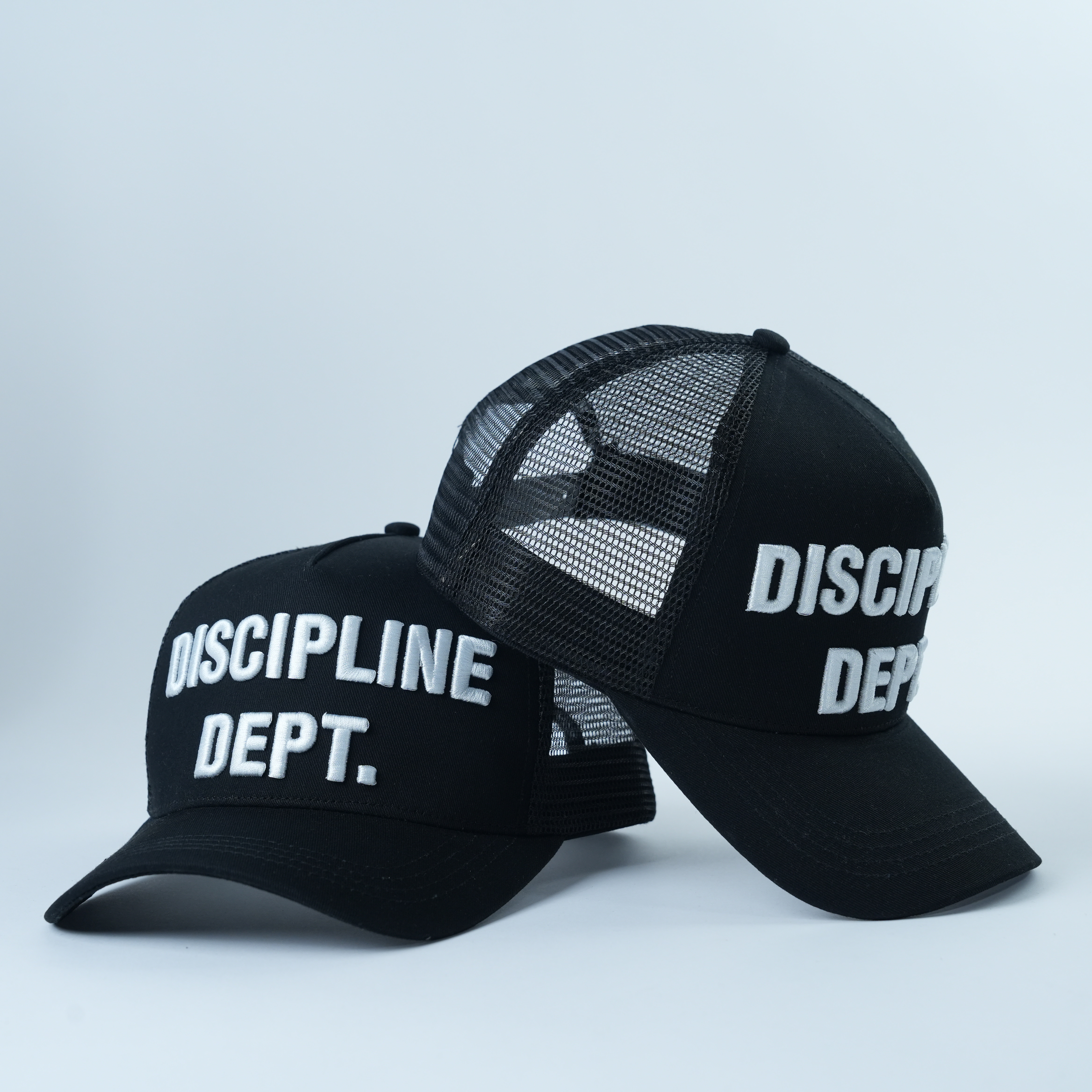 Discipline Dept. Black Embroidered Mesh Trucker Hat