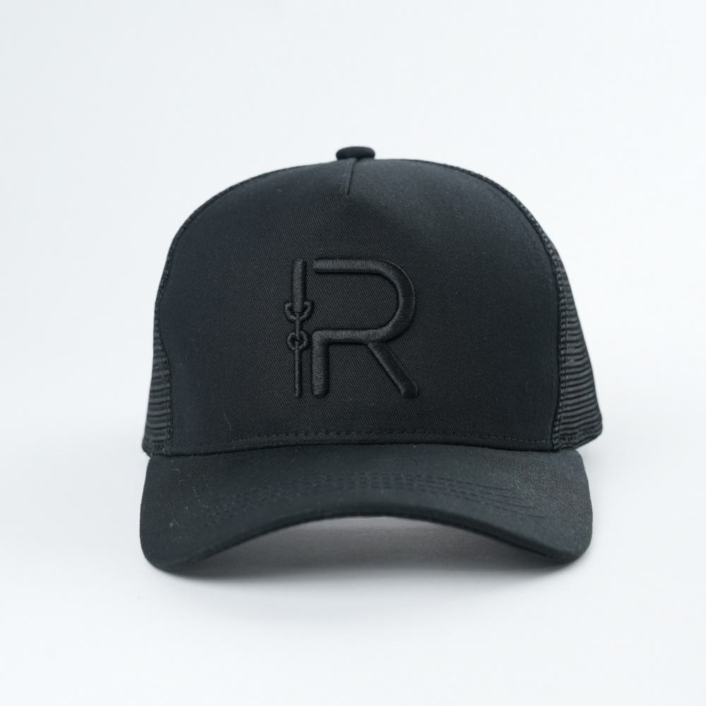 Black Tonal Embroidered Mesh Trucker Cap
