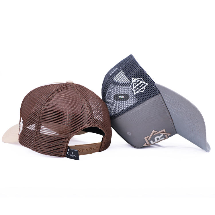 Minimal Logo Mesh Trucker Cap Two Tone Curved Brim Baseball Hat