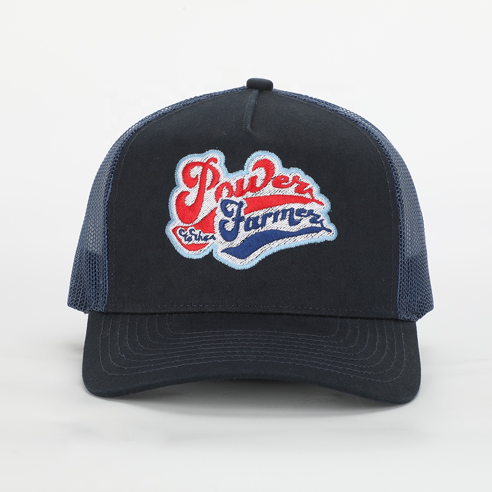 Navy Power Swing Embroidered 5-Panel Trucker Hat