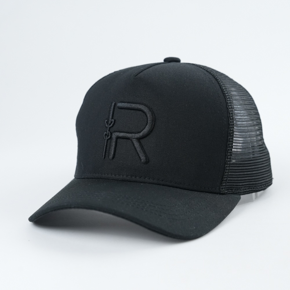 Black Tonal Embroidered Mesh Trucker Cap