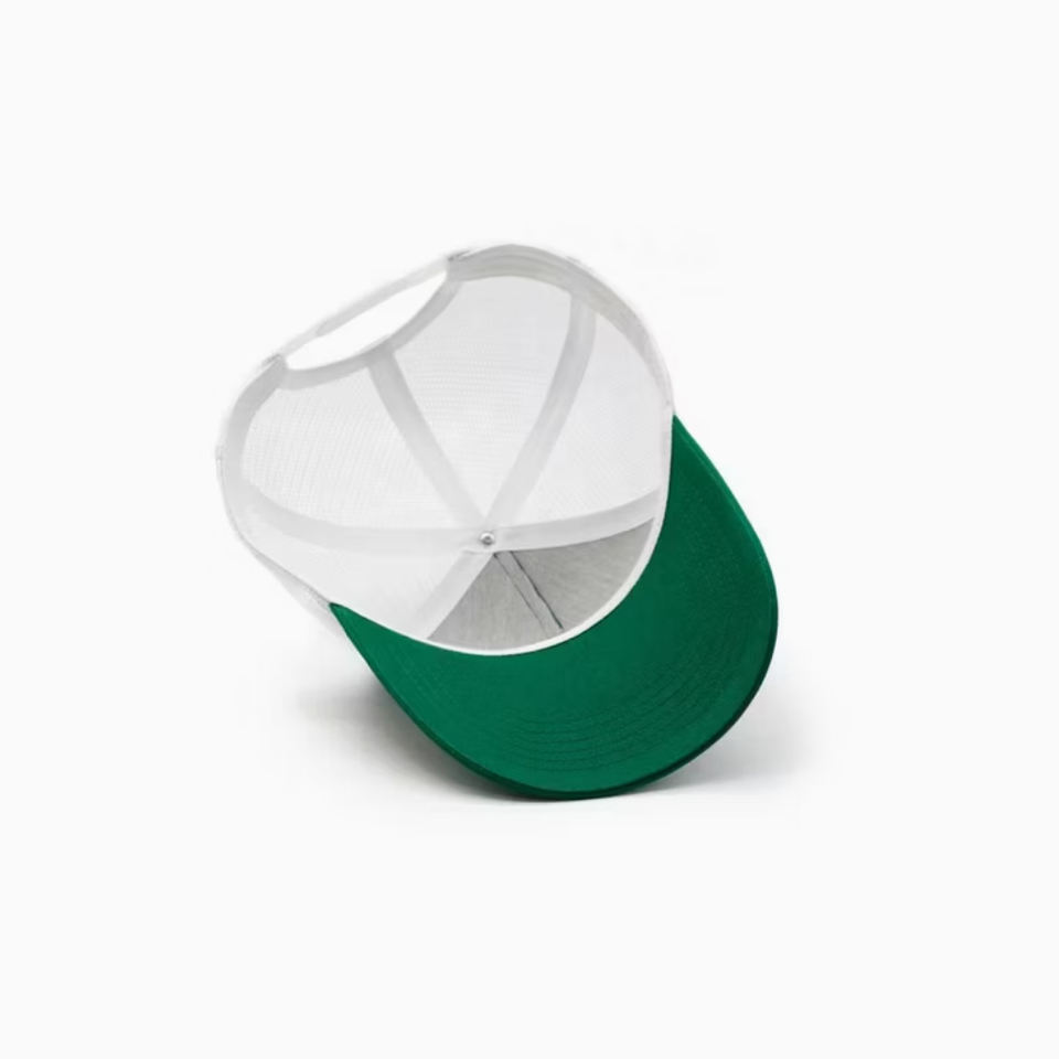 Forest Green Cotton-Front Mesh Trucker Cap with Beaver Lumber Embroidery