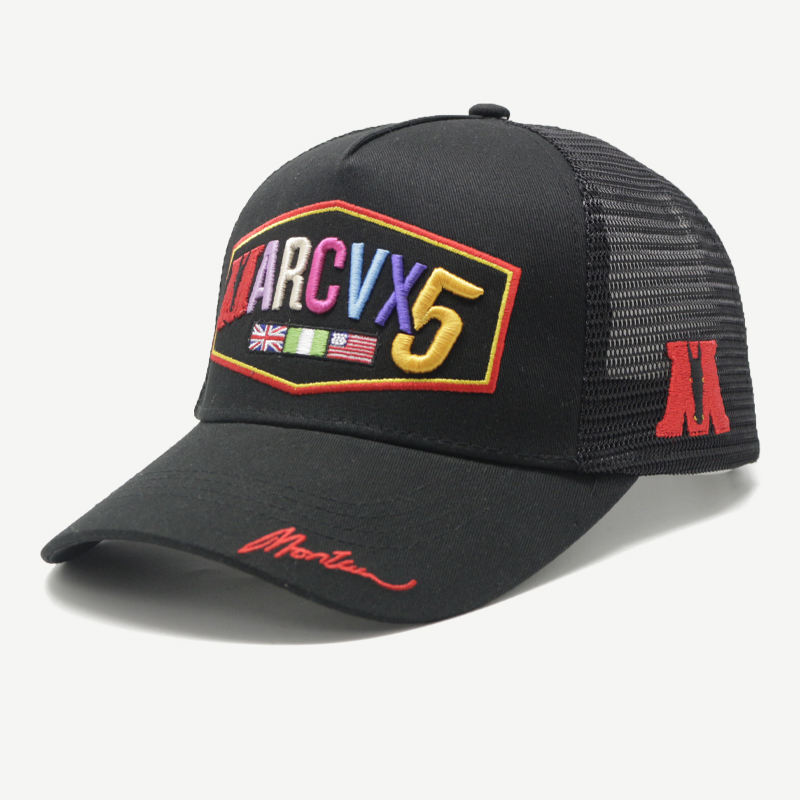 MARCVX5 Multicolor 3D Embroidered Black Mesh Trucker Cap