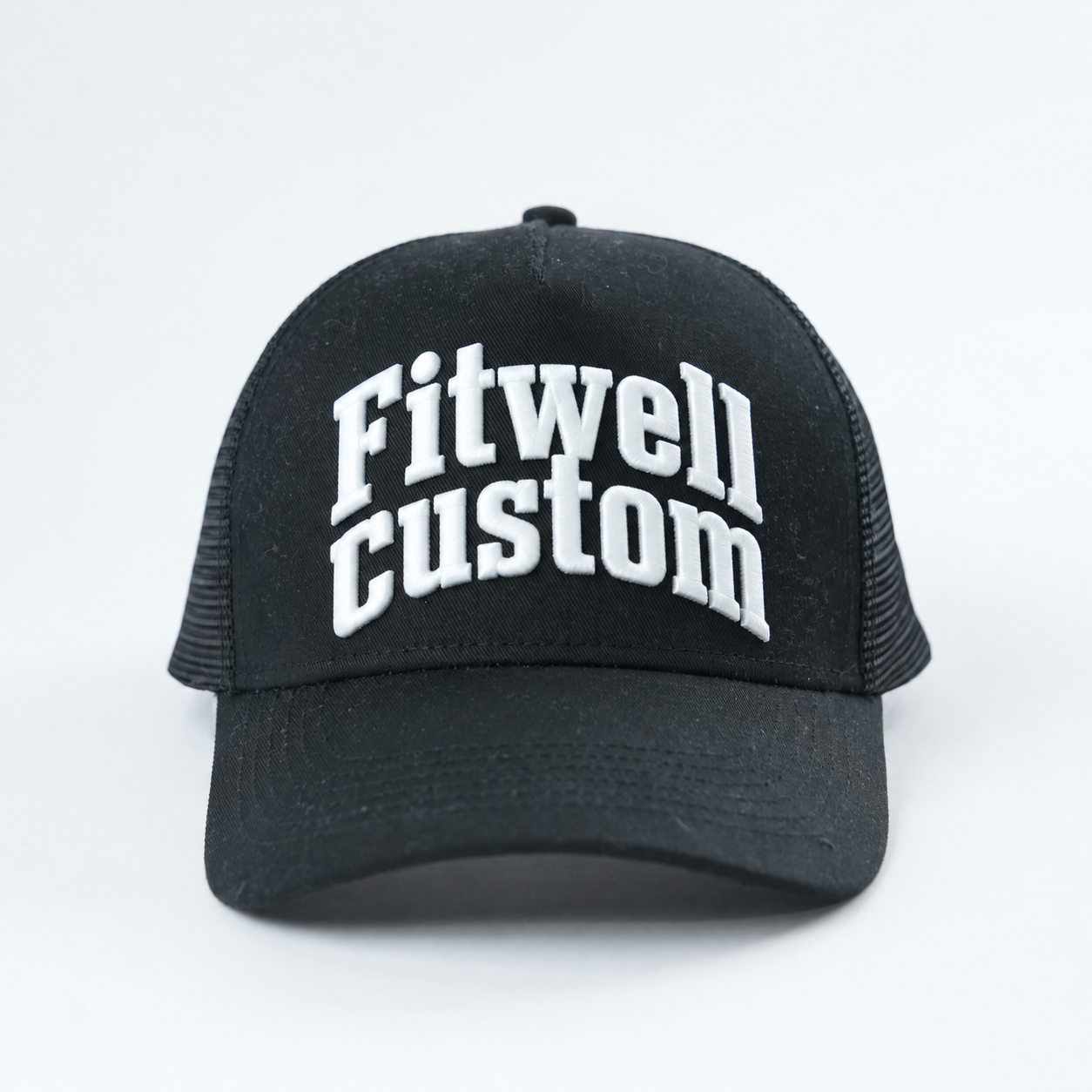 Black Mesh Trucker Hat with Young Zurich Embroidered Slogan Logo