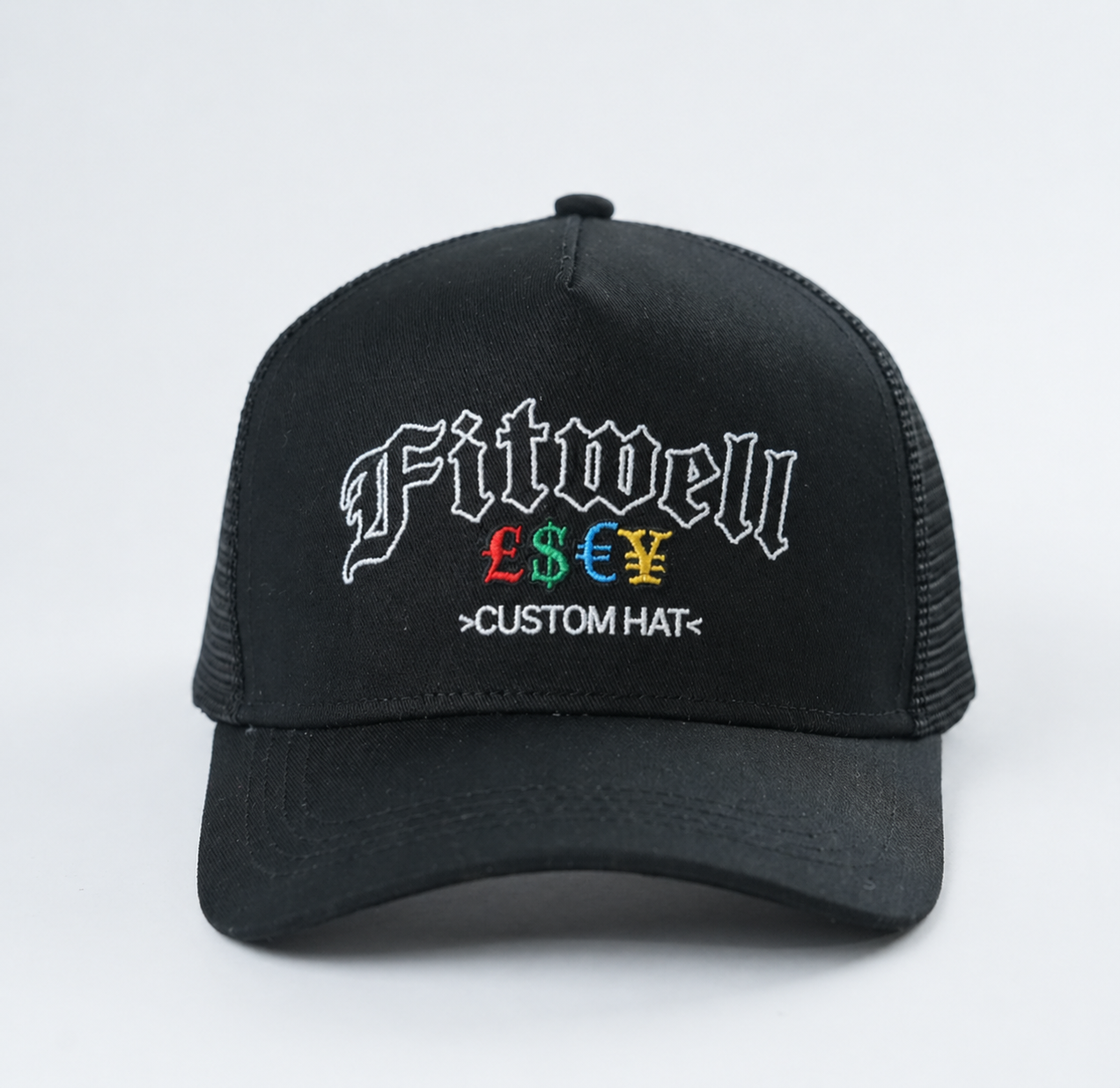 Black 5 Panel Trucker Hat with Embroidered Disturb LSXY Logo