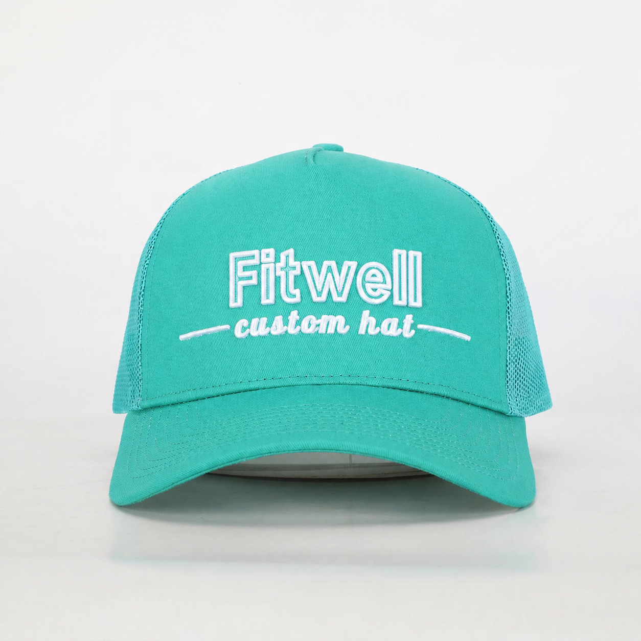 WAW Handplanes Aqua Embroidered Mesh Trucker Cap