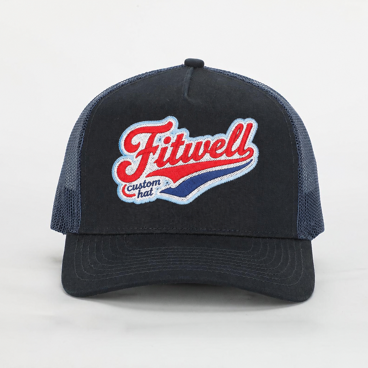 Navy Power Swing Embroidered 5-Panel Trucker Hat