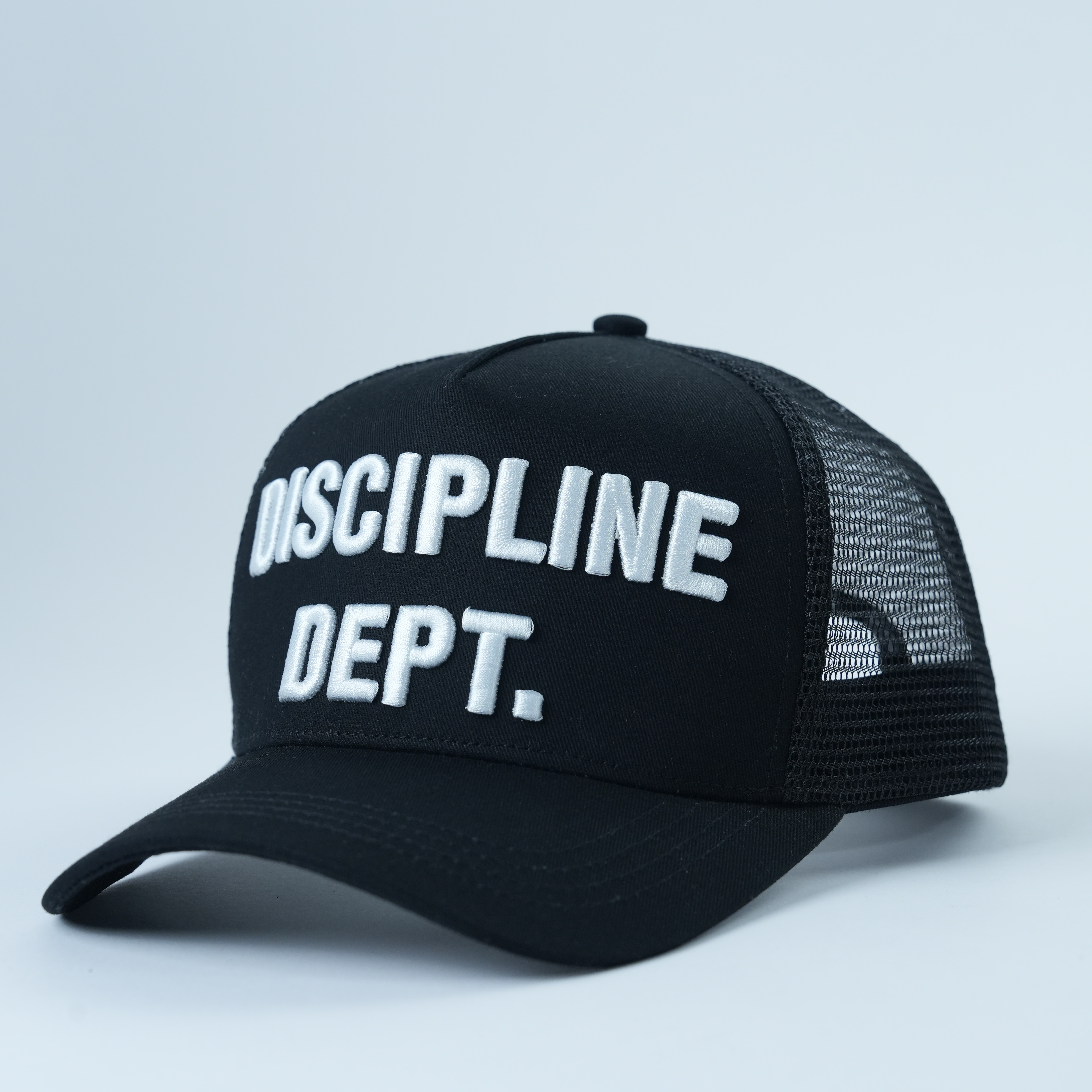 Discipline Dept. Black Embroidered Mesh Trucker Hat