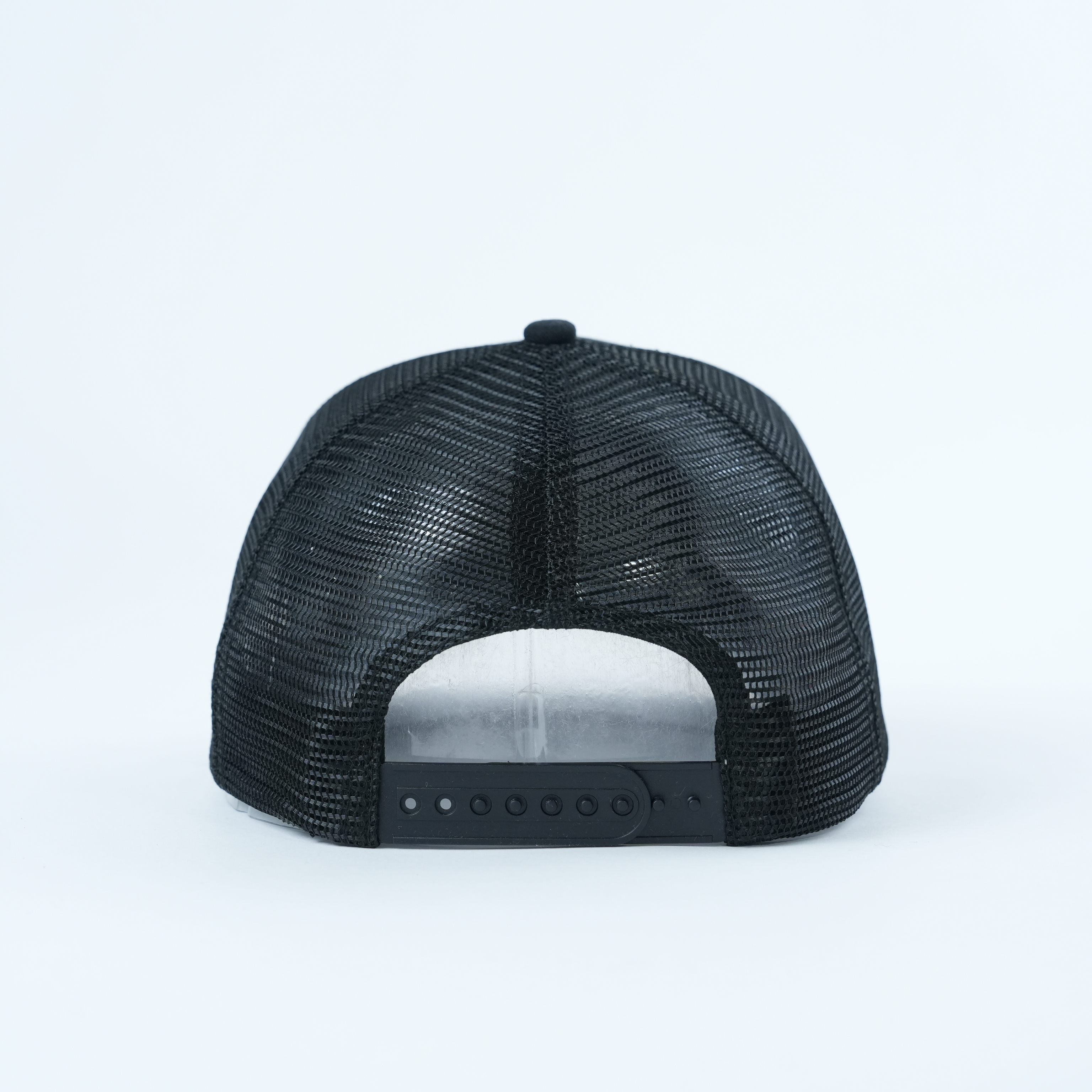 Black Mesh Trucker Baseball Cap with Colorful Statement Embroidery