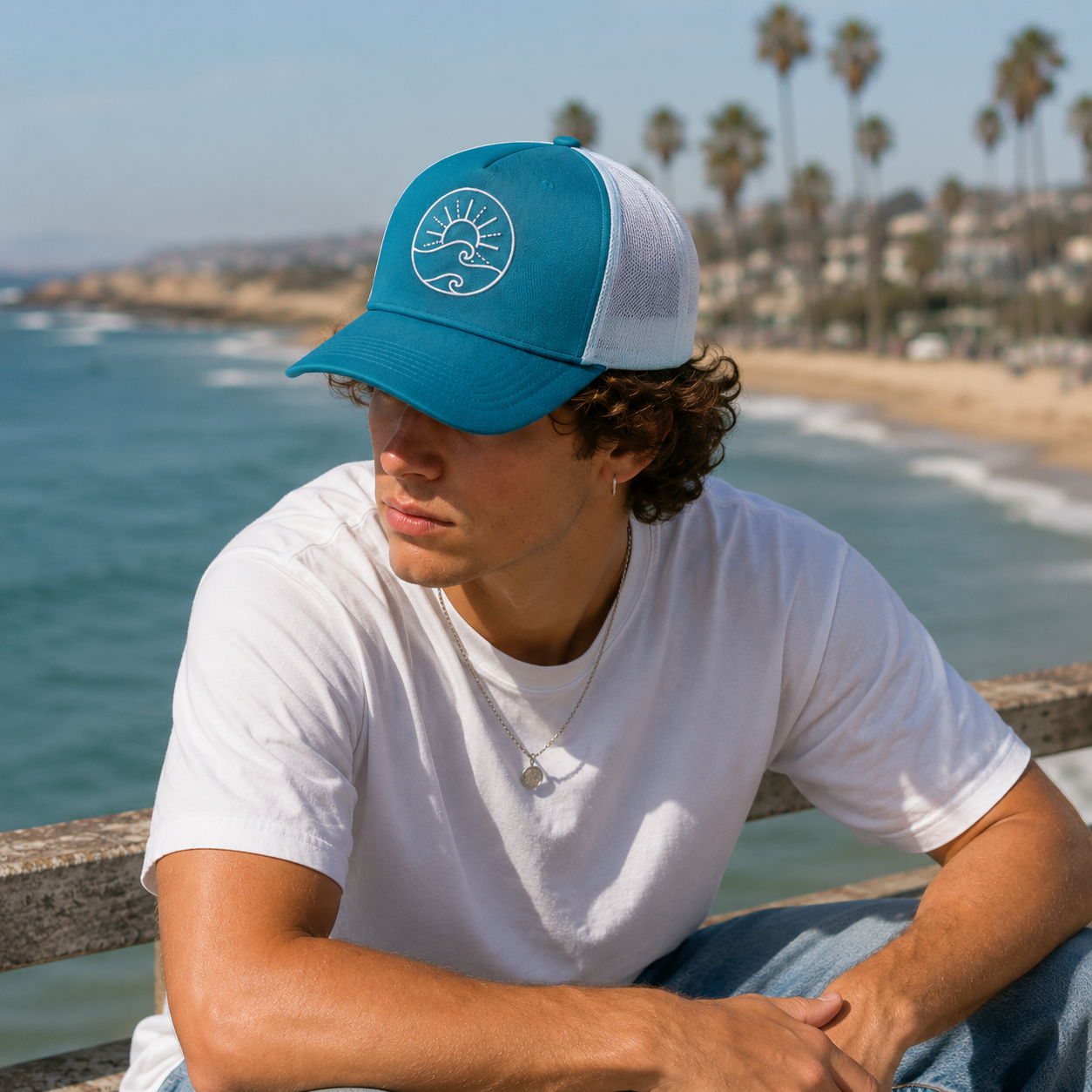 Ocean Wave Foam Mesh Trucker Baseball Hat