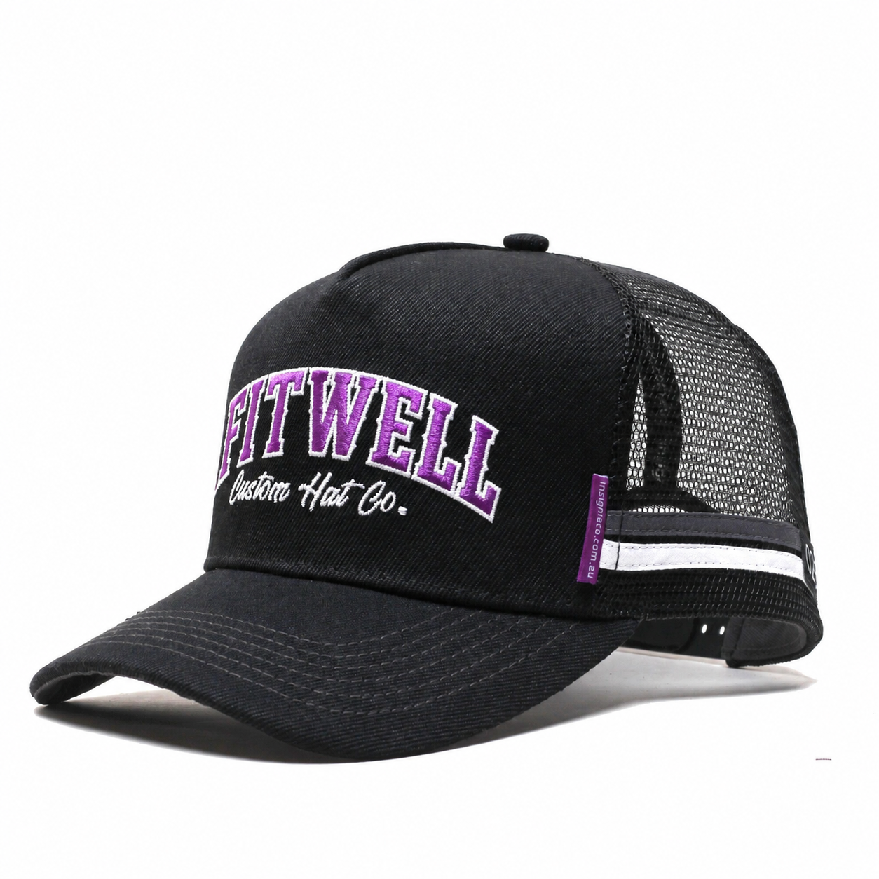 Black INSIGNIA Embroidered Cotton Mesh Trucker Cap
