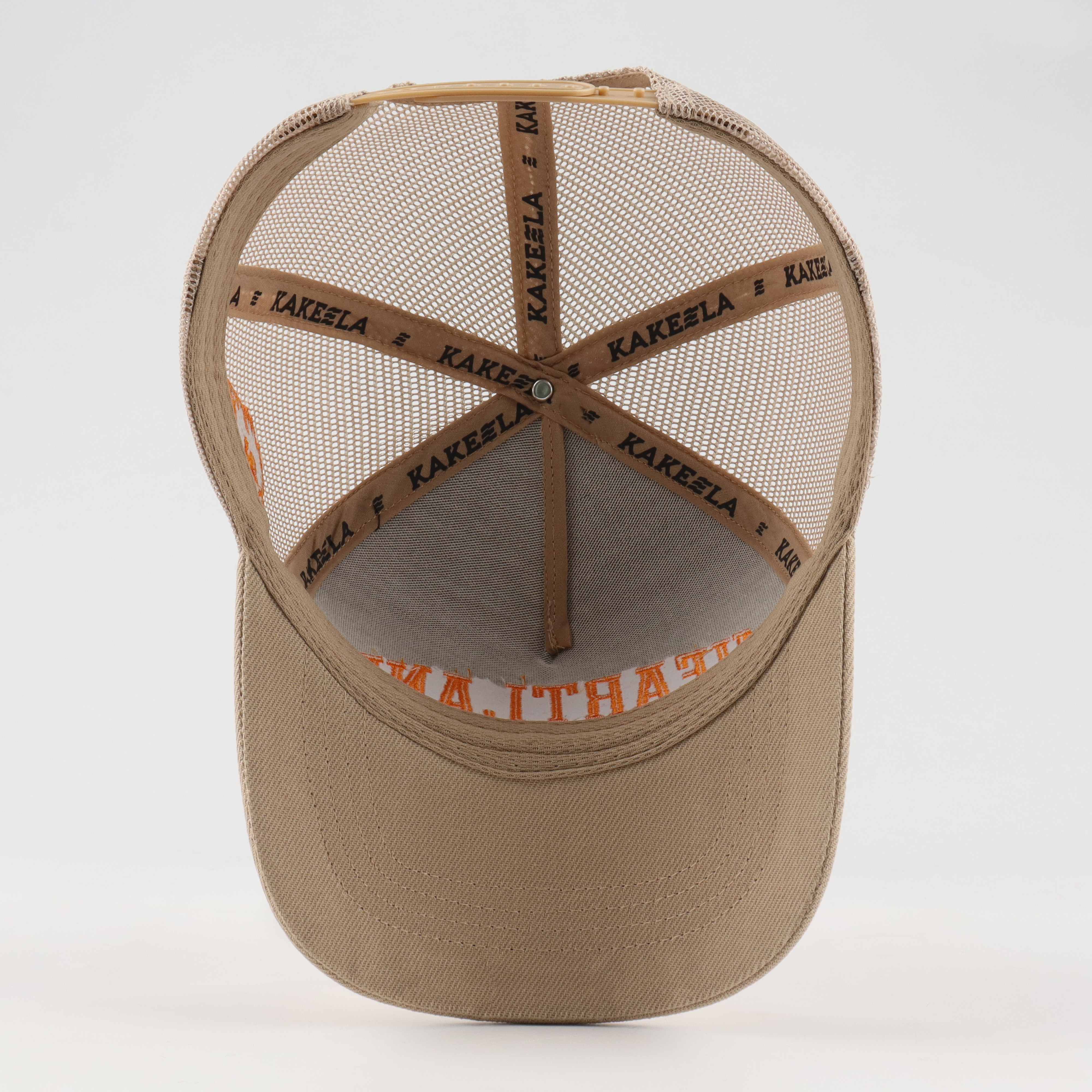 Heartland Orange Embroidered Beige Mesh Trucker Cap